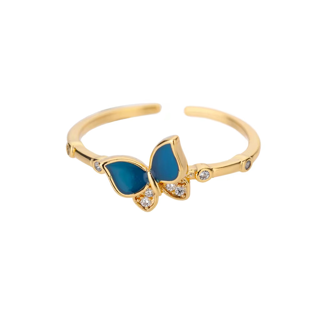 Butterfly Bamboo Rings for Women Gold Color Opening Stainless Steel Ring 2024 Trend New in Femme Couple Jewelry Anillos Mujer