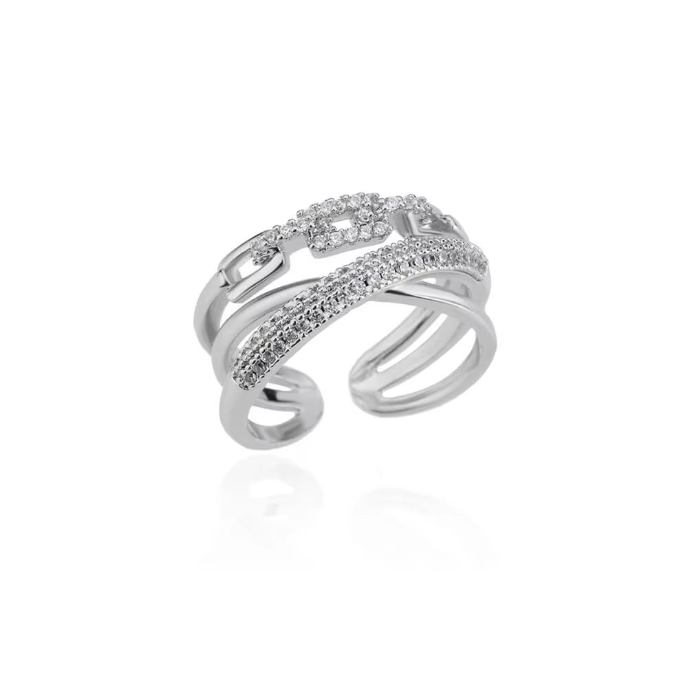 Zircon Bar Rings for Women Stainless Steel Bar Opening Geometric Ring 2025 Trending Luxury Wedding Aesthetic Jewelry Anillos