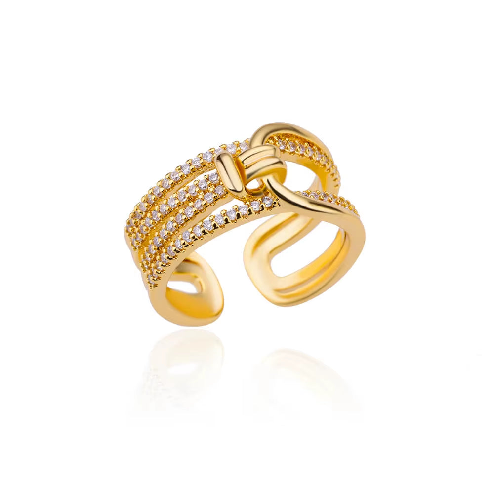 Zircon Bar Rings for Women Stainless Steel Bar Opening Geometric Ring 2025 Trending Luxury Wedding Aesthetic Jewelry Anillos