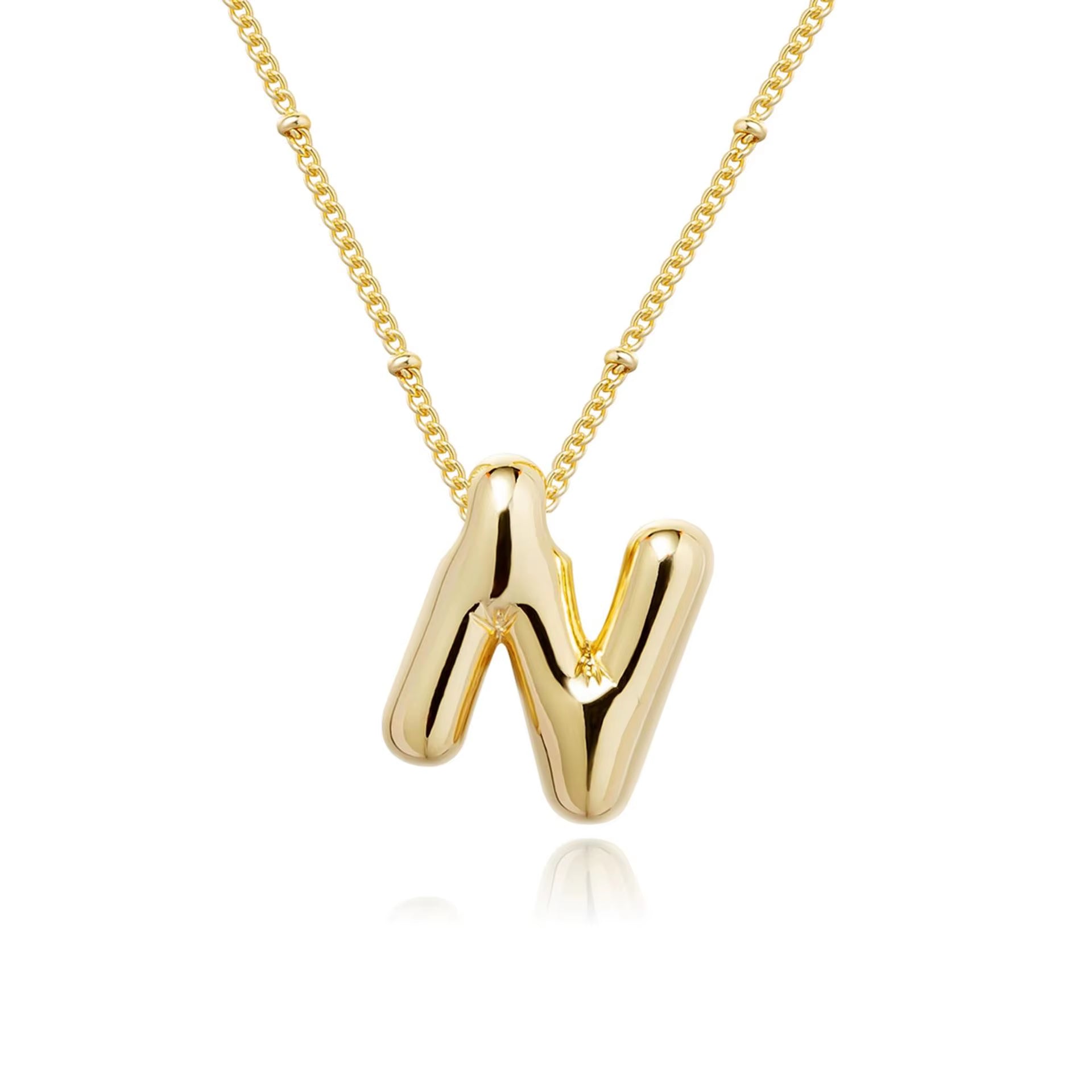 Vintage Stainless Steel Balloon Bubble Chunky Letter Necklace for Women 18K Gold Plated Initial Necklaces Collar Jewelry Gift