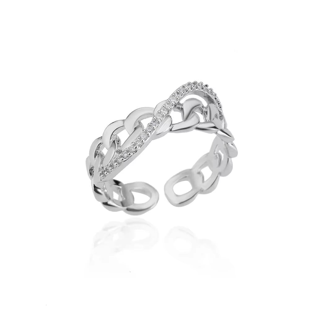 Zircon Bar Rings for Women Stainless Steel Bar Opening Geometric Ring 2025 Trending Luxury Wedding Aesthetic Jewelry Anillos