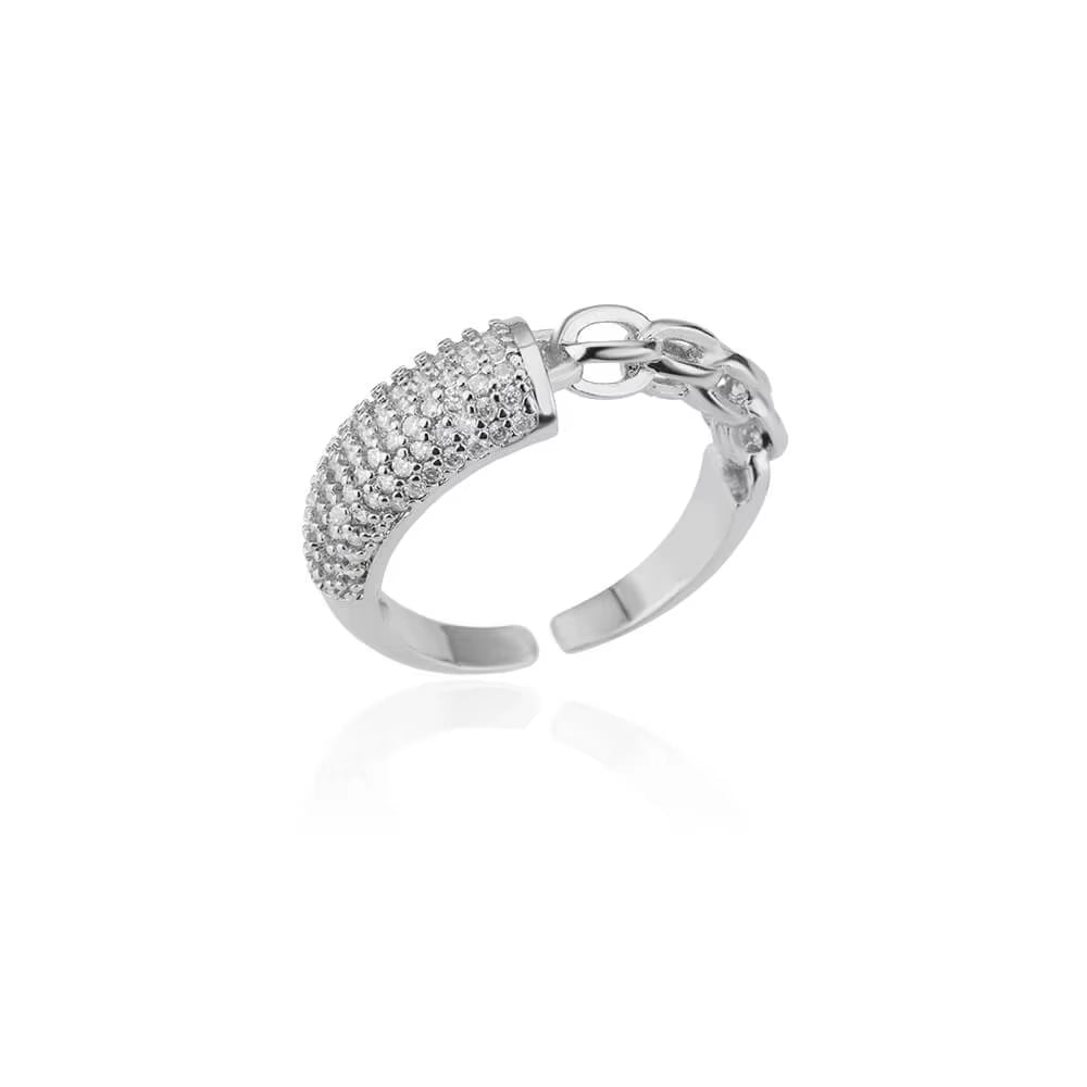 Zircon Bar Rings for Women Stainless Steel Bar Opening Geometric Ring 2025 Trending Luxury Wedding Aesthetic Jewelry Anillos