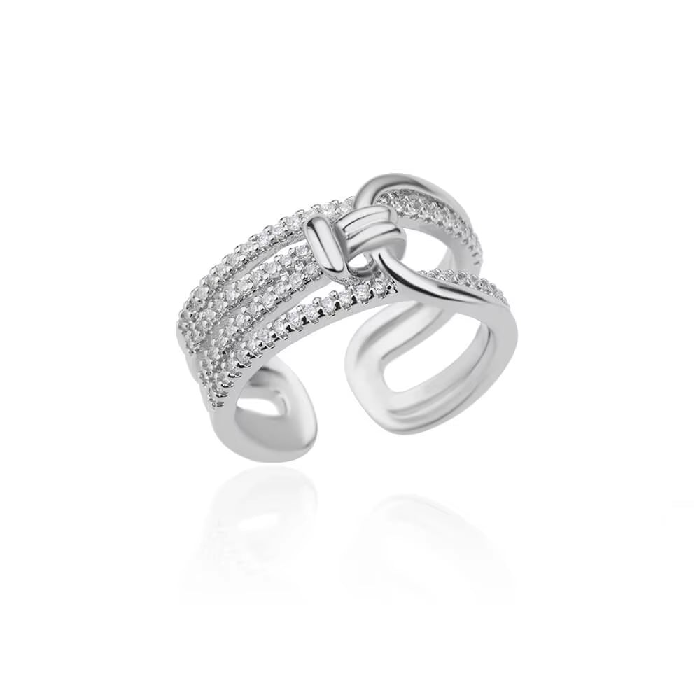 Zircon Bar Rings for Women Stainless Steel Bar Opening Geometric Ring 2025 Trending Luxury Wedding Aesthetic Jewelry Anillos