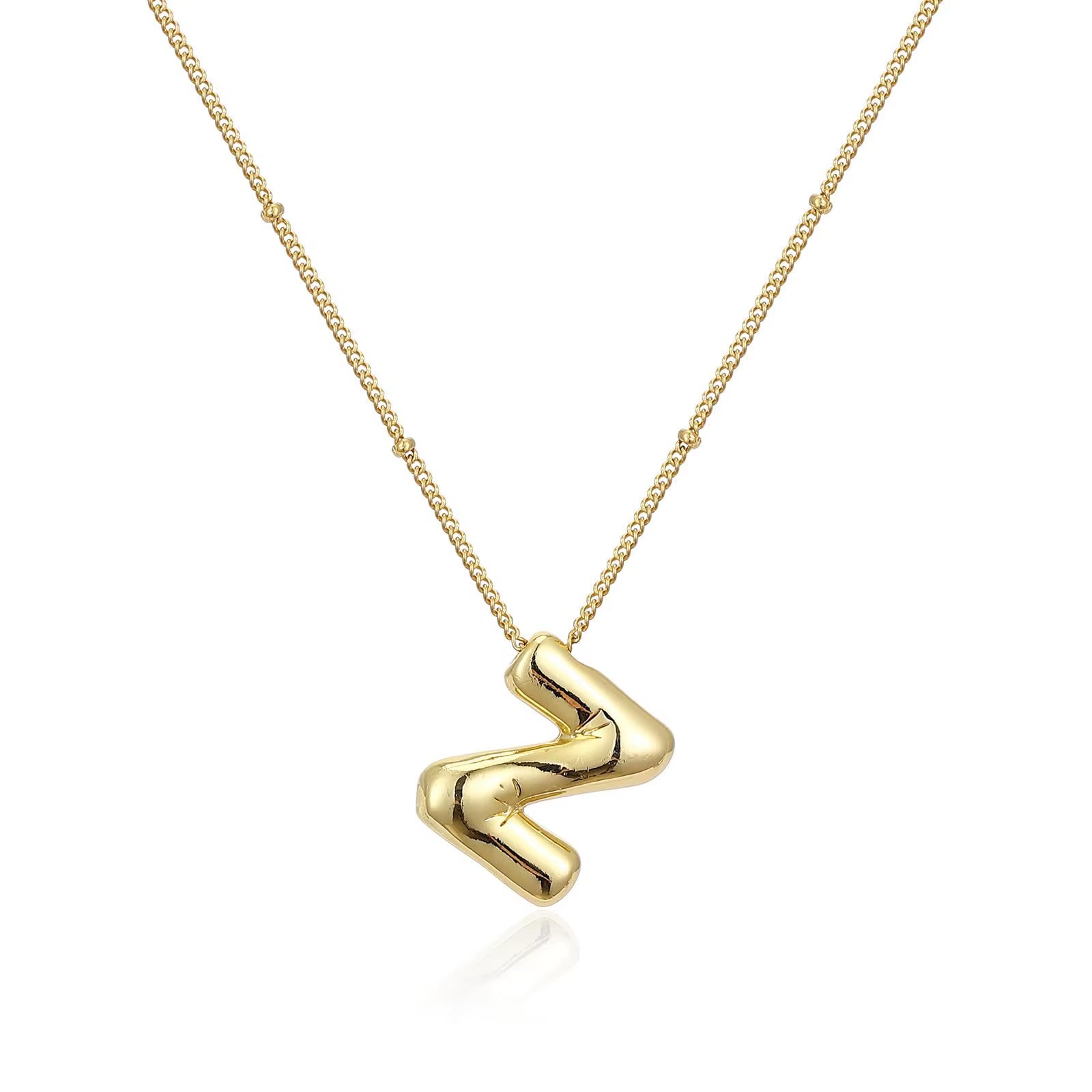 Vintage Stainless Steel Balloon Bubble Chunky Letter Necklace for Women 18K Gold Plated Initial Necklaces Collar Jewelry Gift