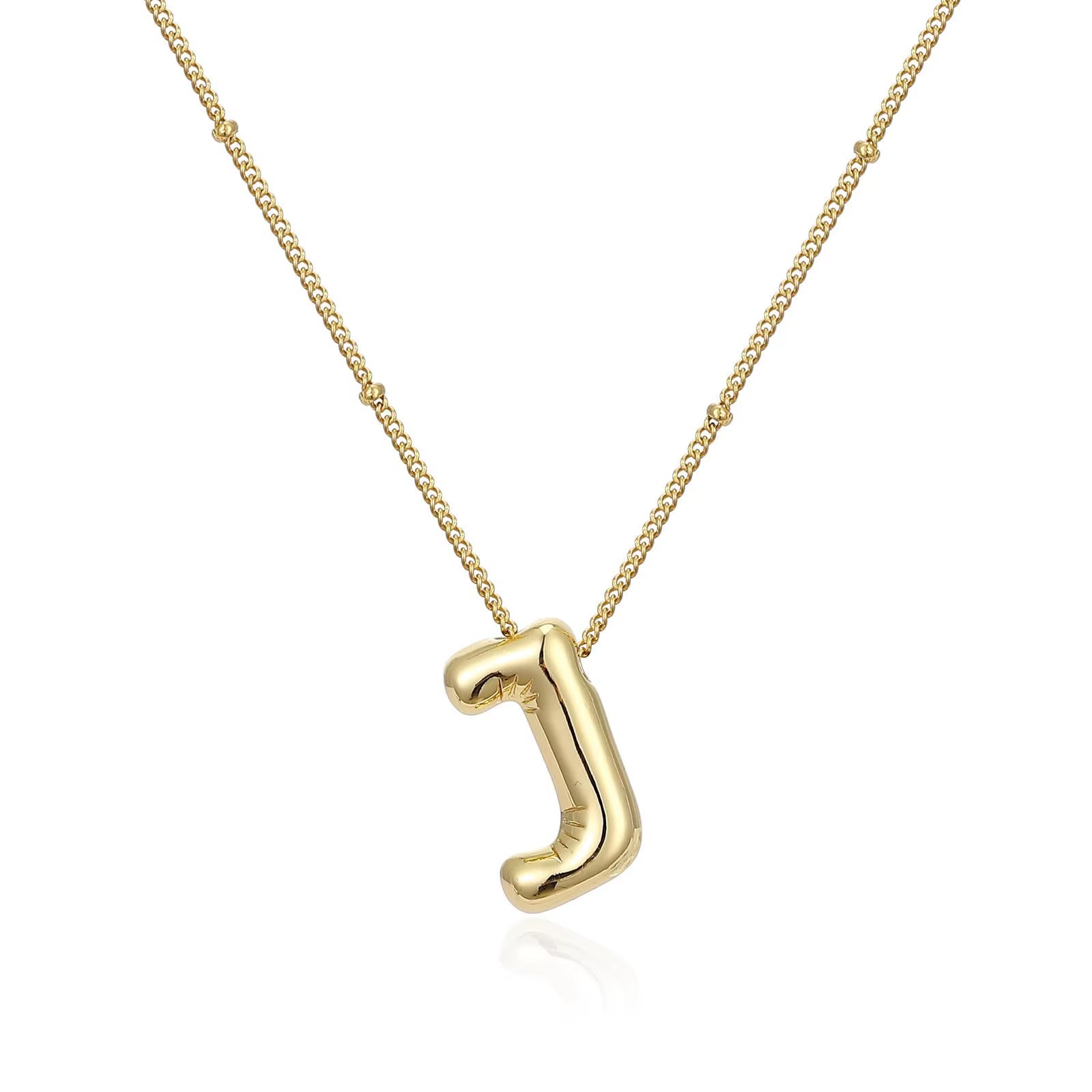 Vintage Stainless Steel Balloon Bubble Chunky Letter Necklace for Women 18K Gold Plated Initial Necklaces Collar Jewelry Gift
