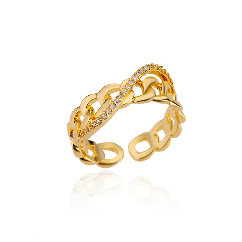 Zircon Bar Rings for Women Stainless Steel Bar Opening Geometric Ring 2025 Trending Luxury Wedding Aesthetic Jewelry Anillos