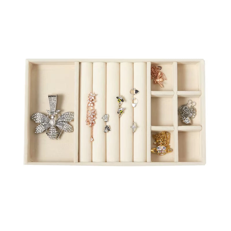 Velvet Jewelry Display Tray Exquisite Jewellery Holder Portable Ring Earrings Necklace Organizer Storage Box Organizator Trays
