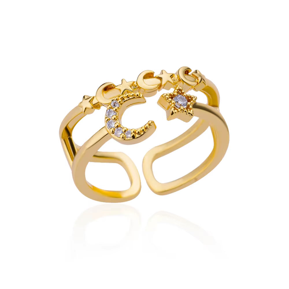 Zircon Bar Rings for Women Stainless Steel Bar Opening Geometric Ring 2025 Trending Luxury Wedding Aesthetic Jewelry Anillos