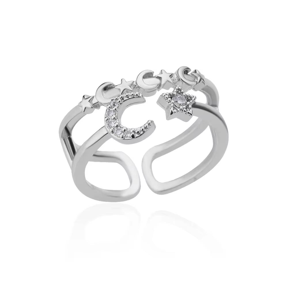 Zircon Bar Rings for Women Stainless Steel Bar Opening Geometric Ring 2025 Trending Luxury Wedding Aesthetic Jewelry Anillos