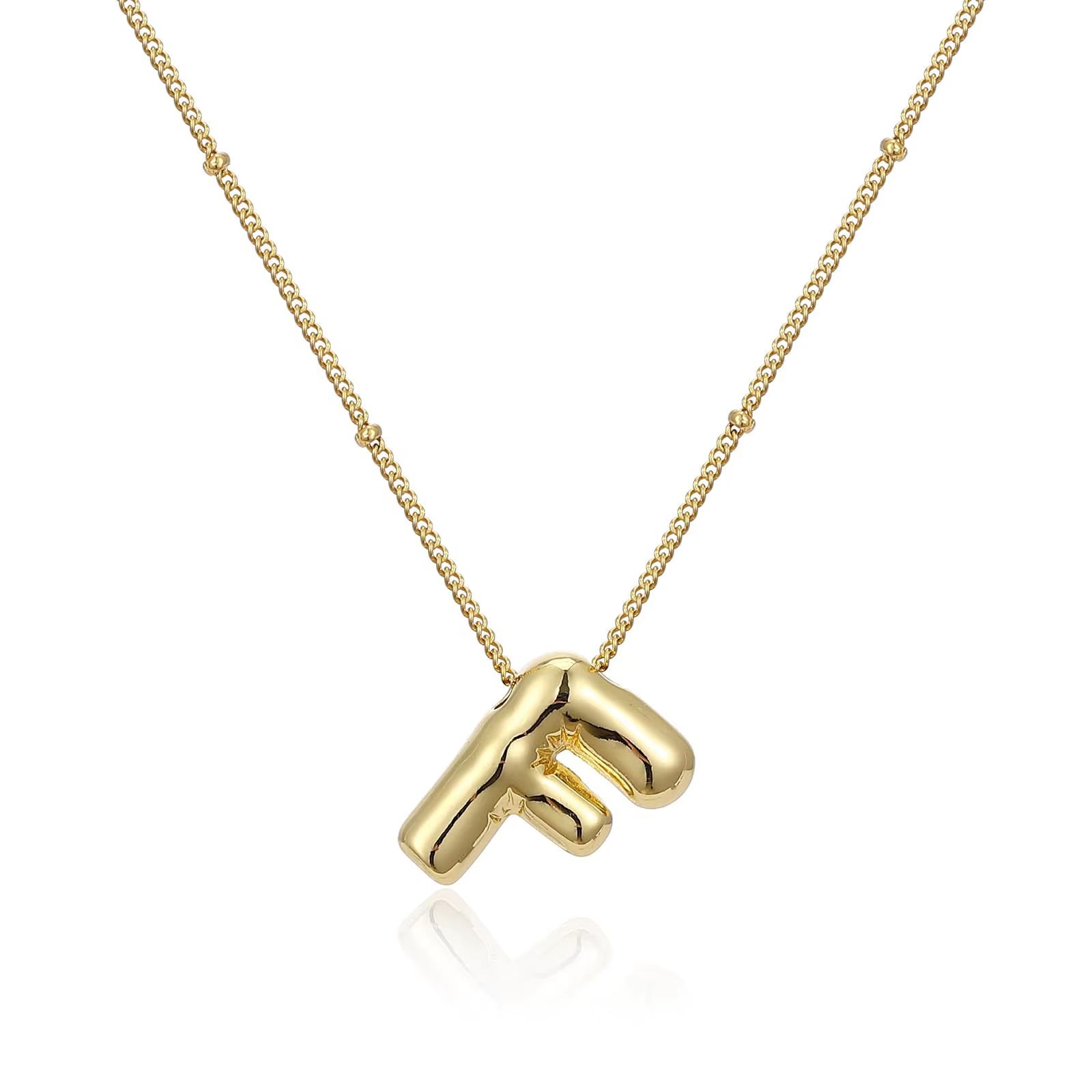Vintage Stainless Steel Balloon Bubble Chunky Letter Necklace for Women 18K Gold Plated Initial Necklaces Collar Jewelry Gift