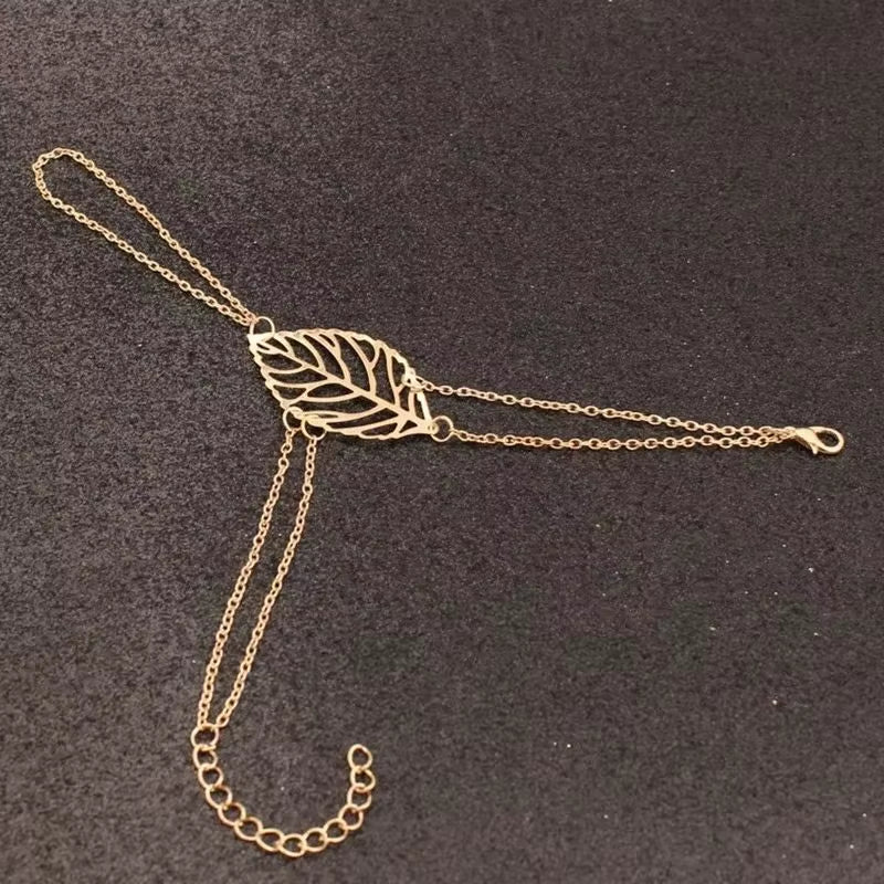 New Punk Women'S Handcuff Charm Leaf Bracelets Bangle Hand Accessories Pulseras Mujer Wrap Bracelet Hand Jewelry Wholesale
