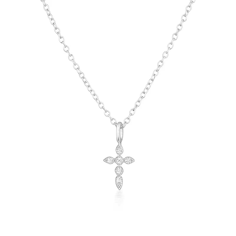Collares Mujer 925 Sterling Silver Chain Necklace Colorful Zircon Cross Pendant Necklaces for Women Valentine'S Day Fine Jewerly