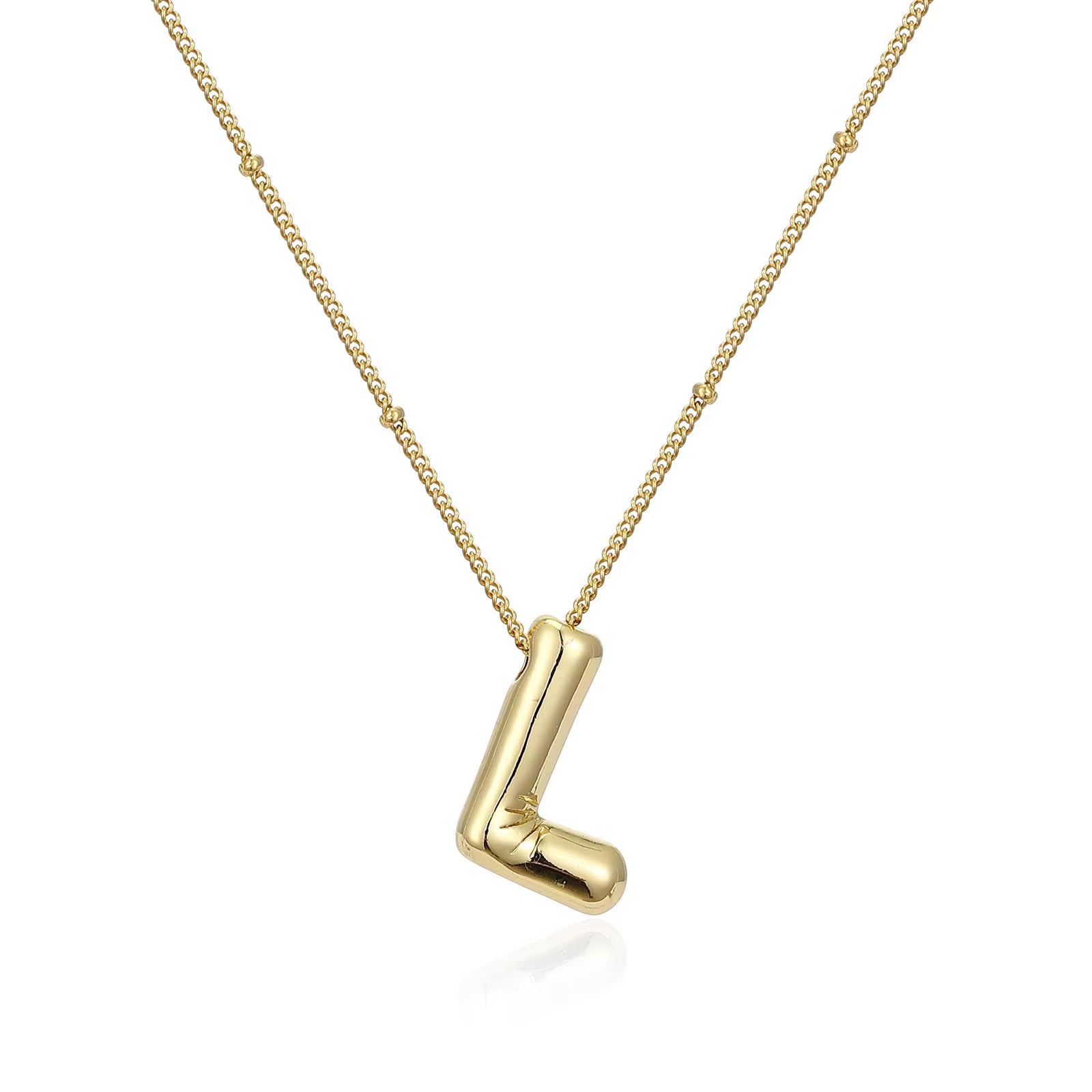 Vintage Stainless Steel Balloon Bubble Chunky Letter Necklace for Women 18K Gold Plated Initial Necklaces Collar Jewelry Gift