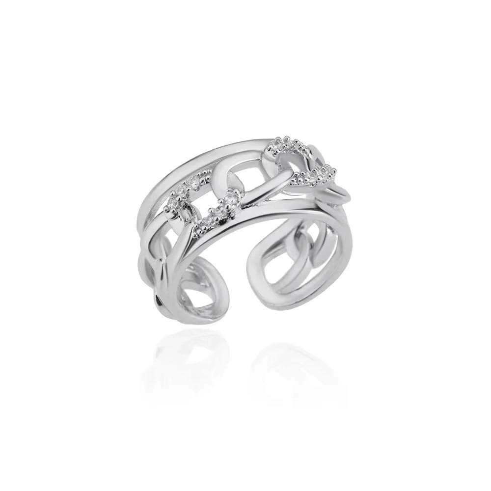 Zircon Bar Rings for Women Stainless Steel Bar Opening Geometric Ring 2025 Trending Luxury Wedding Aesthetic Jewelry Anillos