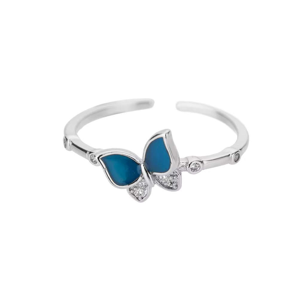 Butterfly Bamboo Rings for Women Gold Color Opening Stainless Steel Ring 2024 Trend New in Femme Couple Jewelry Anillos Mujer