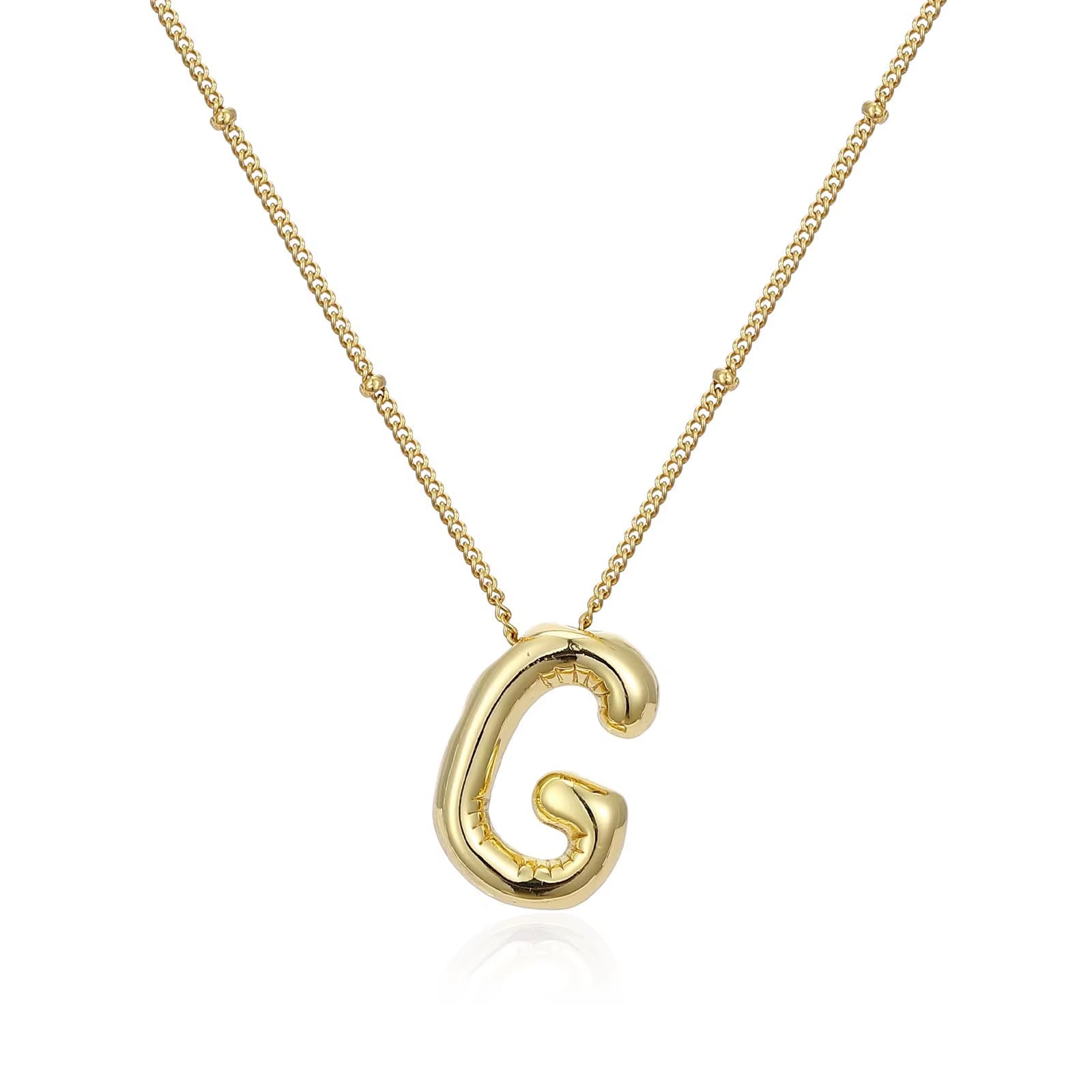 Vintage Stainless Steel Balloon Bubble Chunky Letter Necklace for Women 18K Gold Plated Initial Necklaces Collar Jewelry Gift