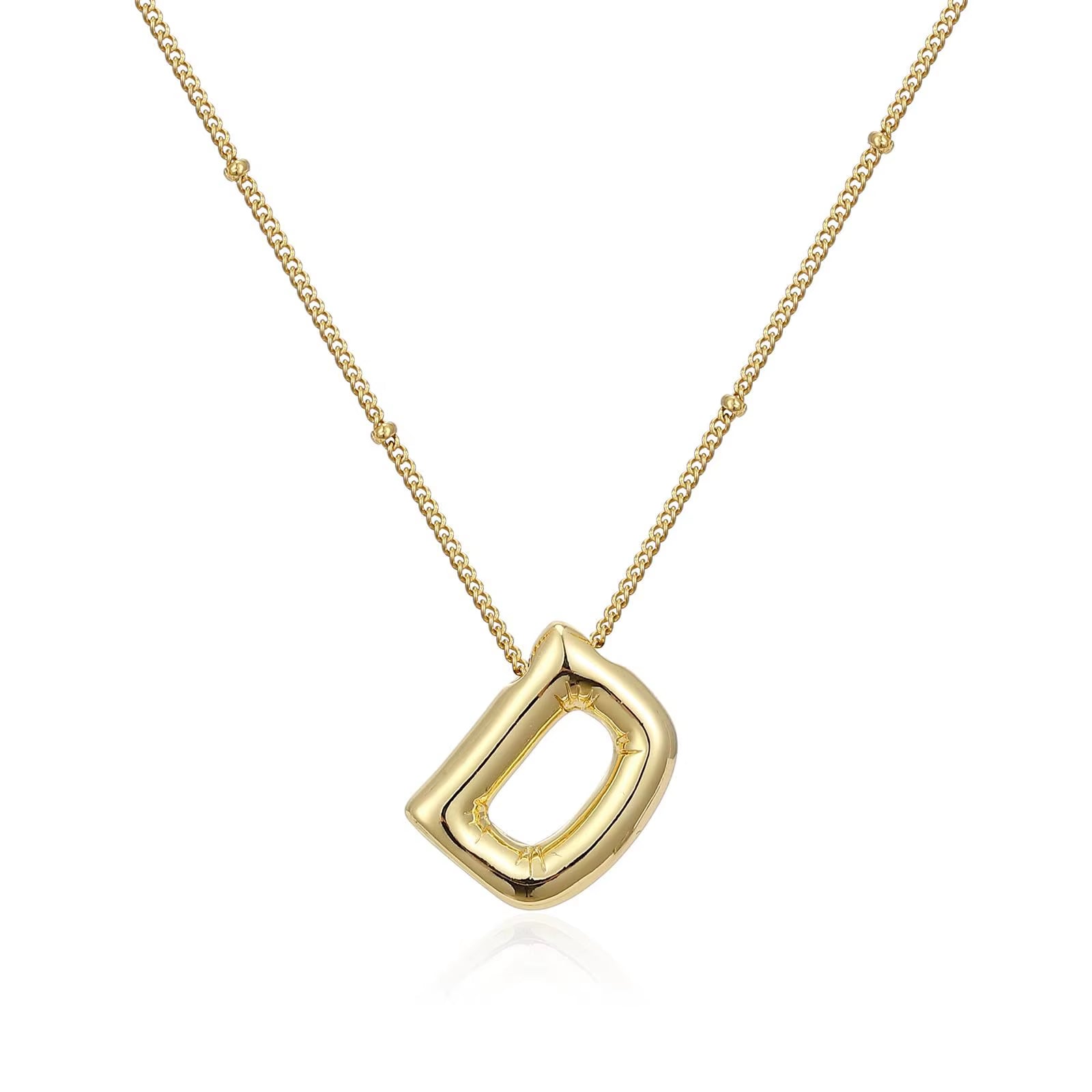 Vintage Stainless Steel Balloon Bubble Chunky Letter Necklace for Women 18K Gold Plated Initial Necklaces Collar Jewelry Gift