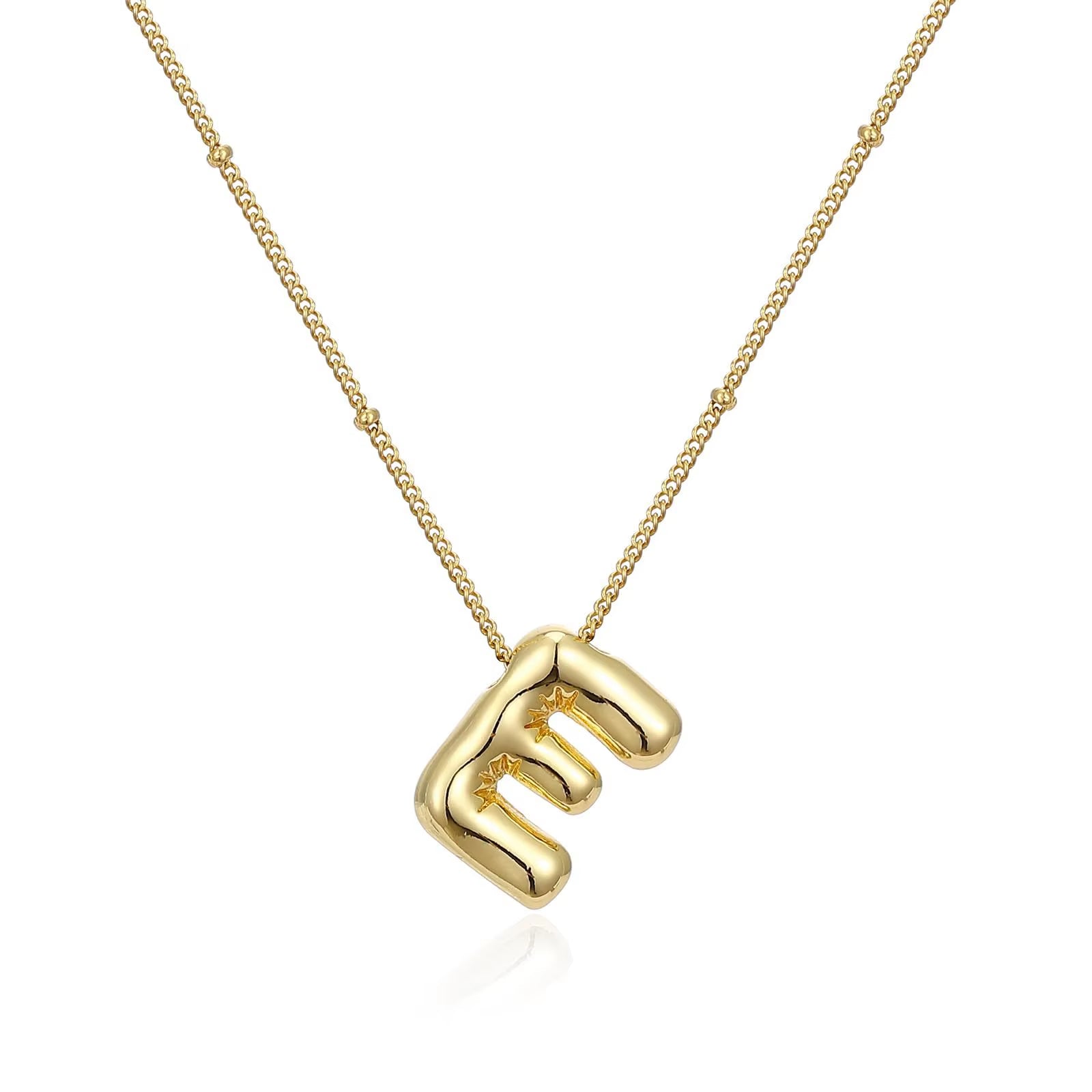 Vintage Stainless Steel Balloon Bubble Chunky Letter Necklace for Women 18K Gold Plated Initial Necklaces Collar Jewelry Gift