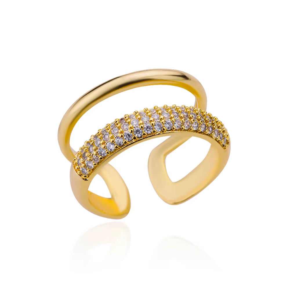 Zircon Bar Rings for Women Stainless Steel Bar Opening Geometric Ring 2025 Trending Luxury Wedding Aesthetic Jewelry Anillos