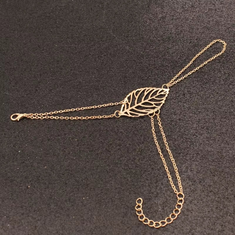 New Punk Women'S Handcuff Charm Leaf Bracelets Bangle Hand Accessories Pulseras Mujer Wrap Bracelet Hand Jewelry Wholesale