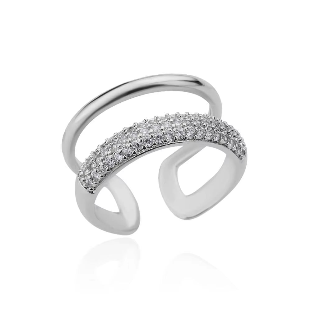 Zircon Bar Rings for Women Stainless Steel Bar Opening Geometric Ring 2025 Trending Luxury Wedding Aesthetic Jewelry Anillos