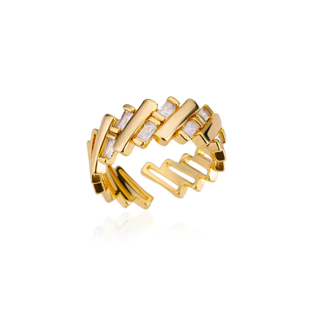 Zircon Bar Rings for Women Stainless Steel Bar Opening Geometric Ring 2025 Trending Luxury Wedding Aesthetic Jewelry Anillos