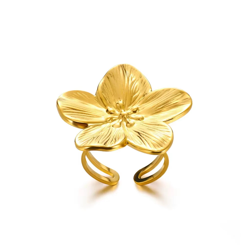 Luxury Wide Wave Rings for Women Gold Color Stainless Steel Ring 2024 Trend Elegant Aesthetic Jewelry Couple Gift Anillos Mujer