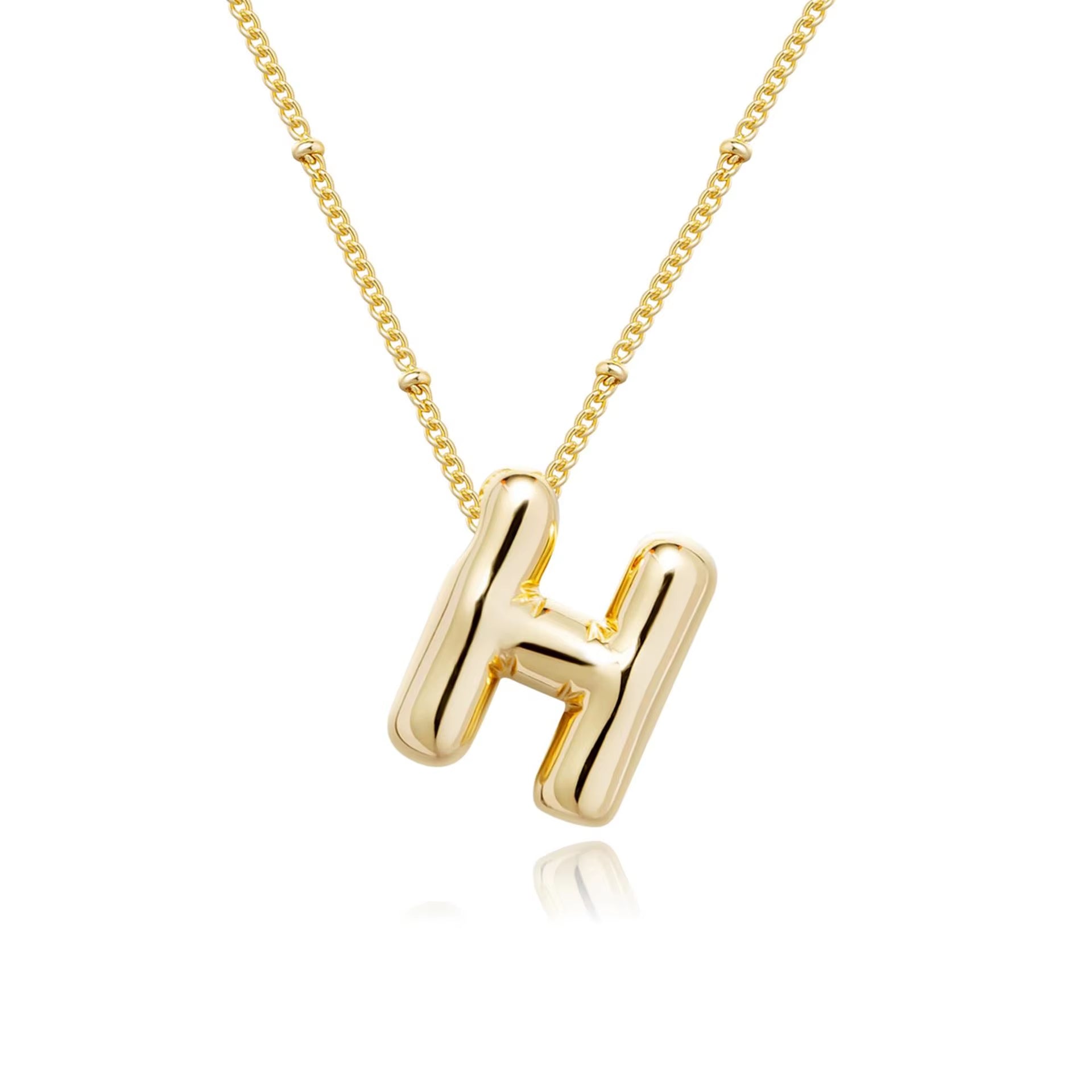 Vintage Stainless Steel Balloon Bubble Chunky Letter Necklace for Women 18K Gold Plated Initial Necklaces Collar Jewelry Gift