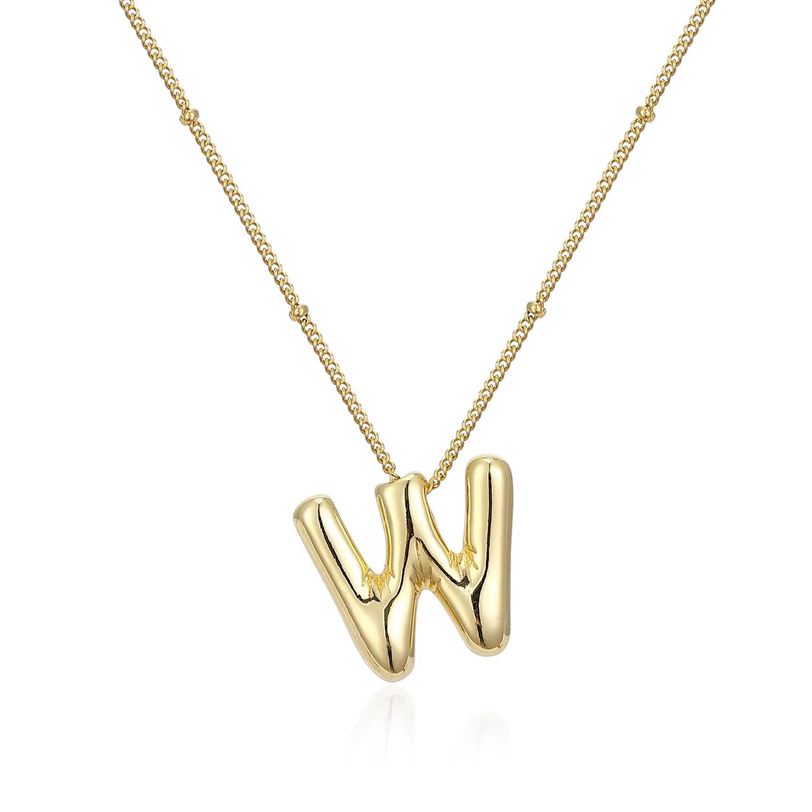 Vintage Stainless Steel Balloon Bubble Chunky Letter Necklace for Women 18K Gold Plated Initial Necklaces Collar Jewelry Gift