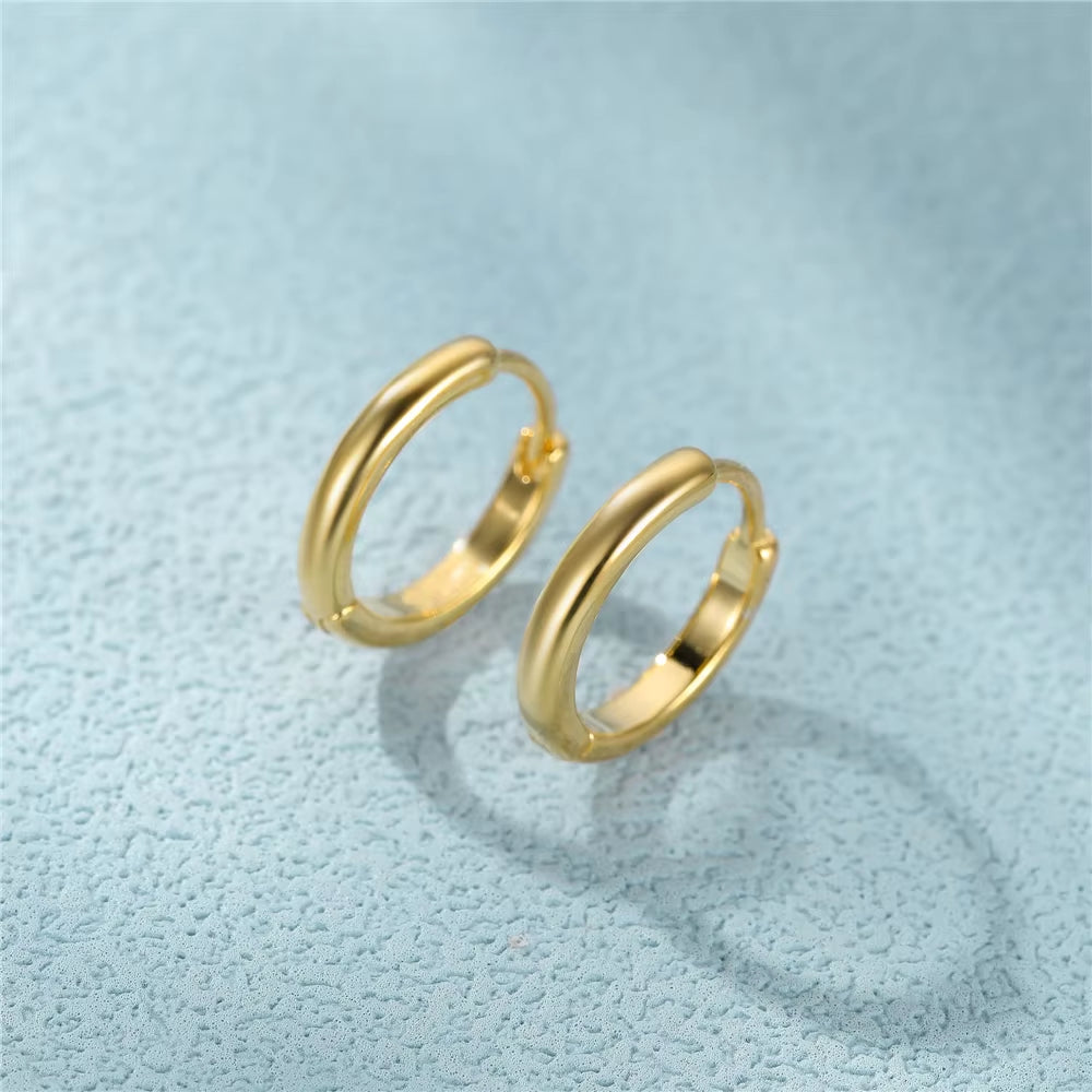 Vintage Glossy Geometry round Circle 925 Sterling Silver Earrings for Women Kolczyki Damskie Hoop Earring Pendientes Mujer